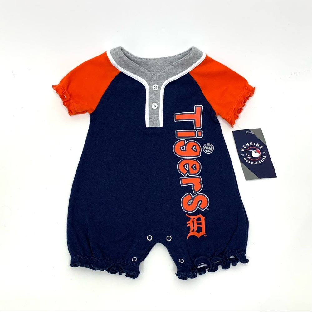 Genuine Merchandise MLB Detroit Tigers Lettuce Hem Bodysuit Nwt Girl Size 0/3M
